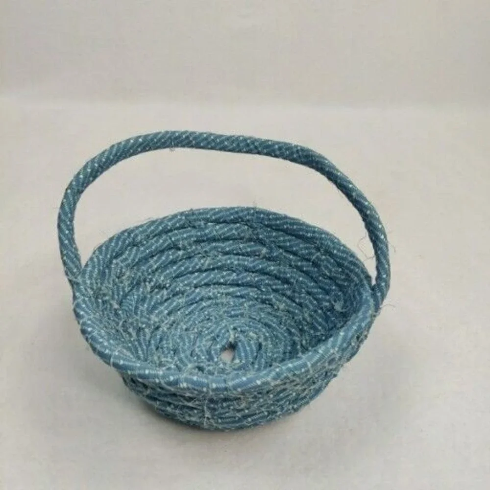 Lot Of 6 Vintage Handmade Fabric Rope Baskets Quilt Remnant Patterns‎ BOJO - Picture 11 of 16